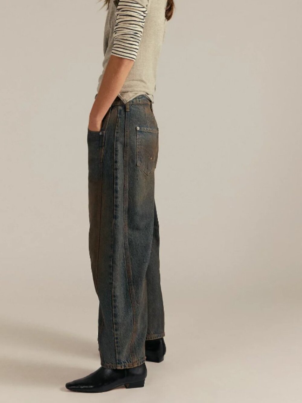 🤎NWT Free People Good Luck Mid-Rise Barrel Jeans - Picture 2 of 15